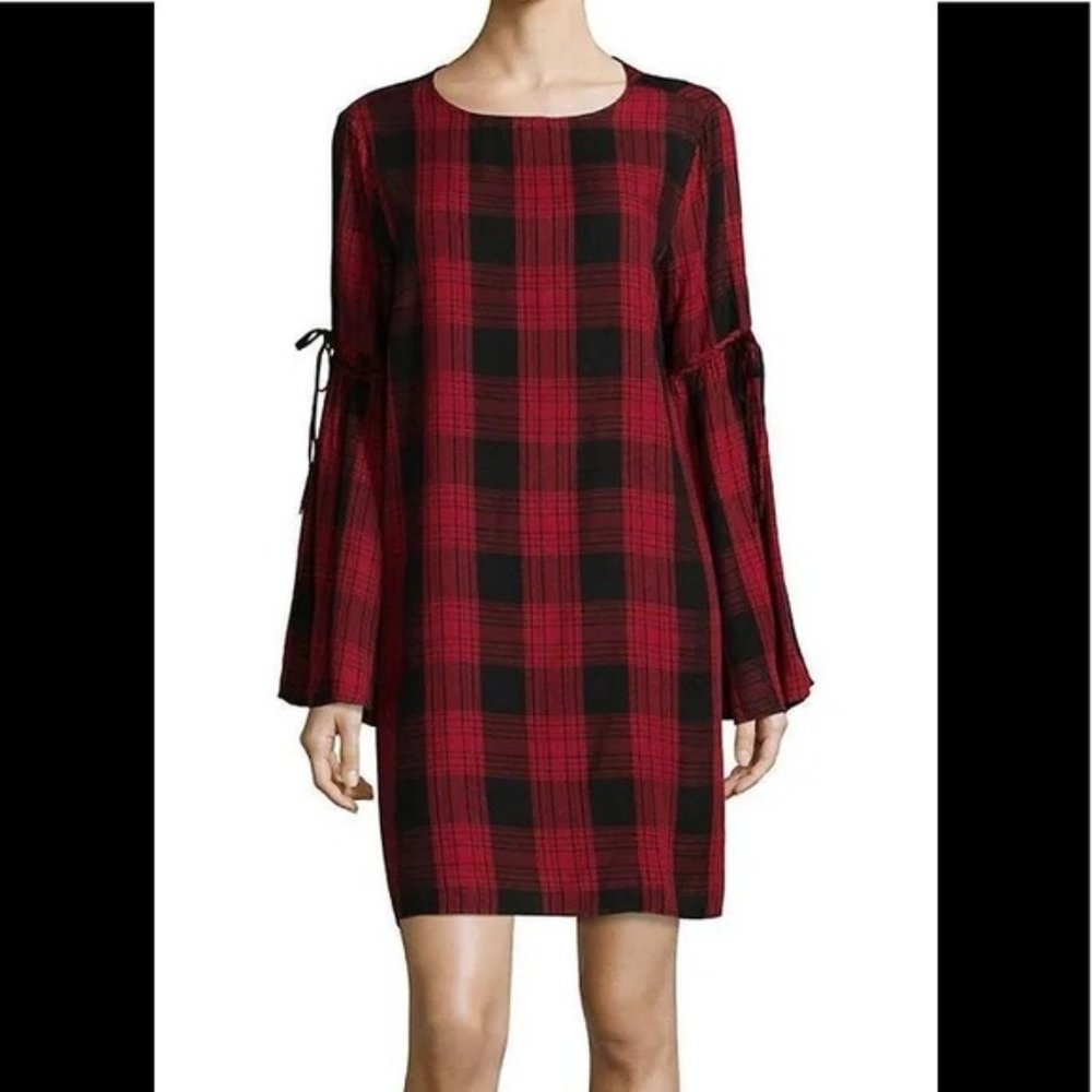 Beach Lunch Lounge Red Black Plaid Taya Dress - M